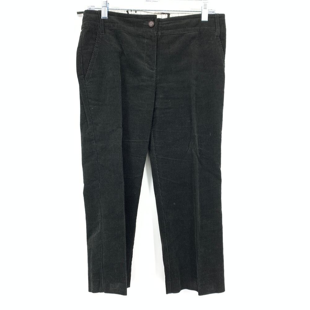 MNG Mango Cropped Corduroy Pants Womens Size 6 Black Straight Leg